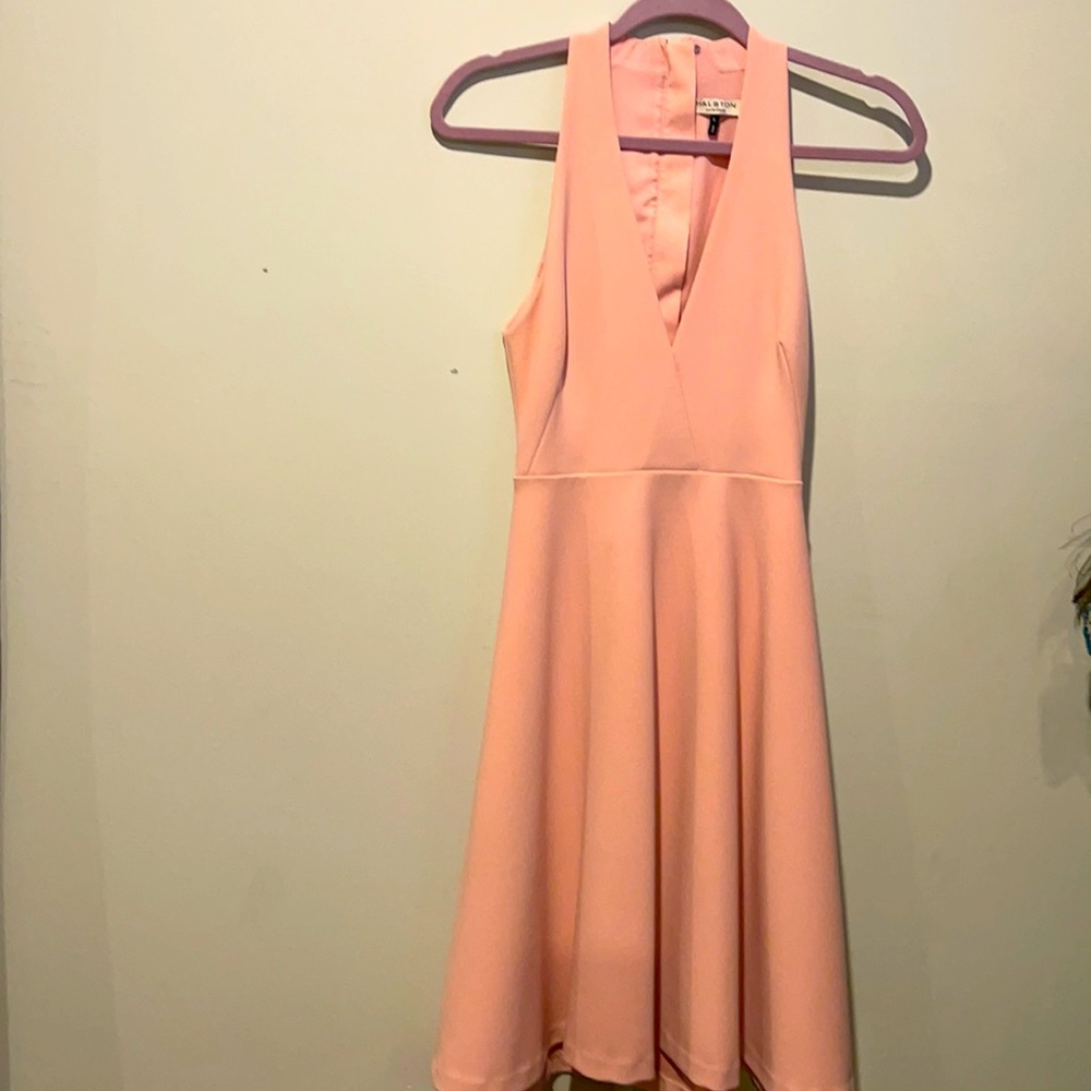 Pink Halston dress with cut out in the back